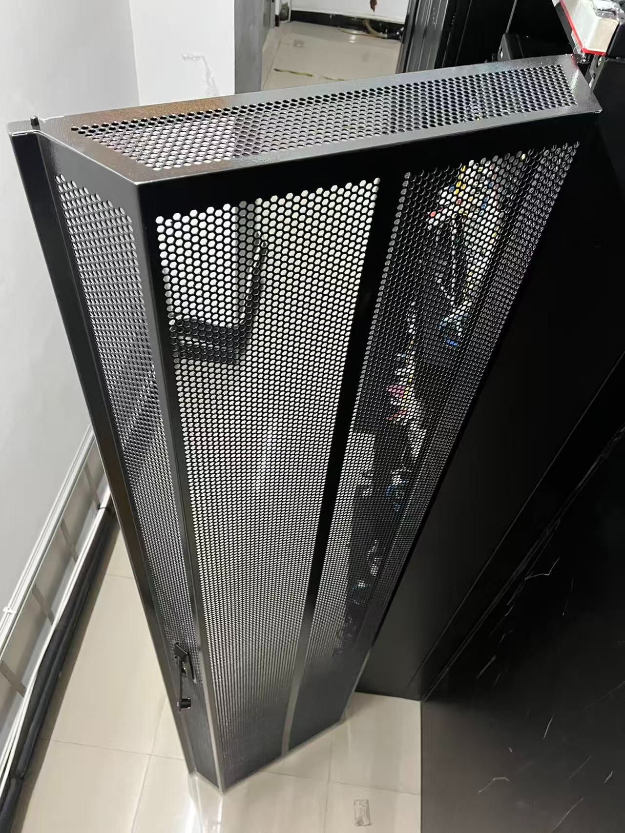 Custom mesh ventilation door for network cabinet