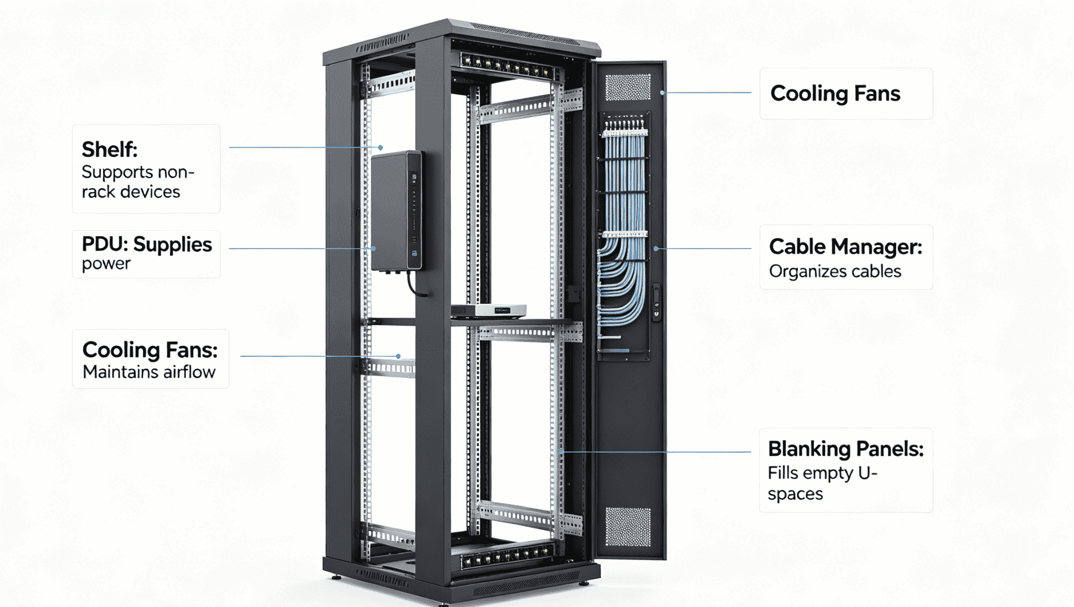 network cabinet accessories shelf PDU fan cable manager network cabinet accessories shelf PDU fan cable manager