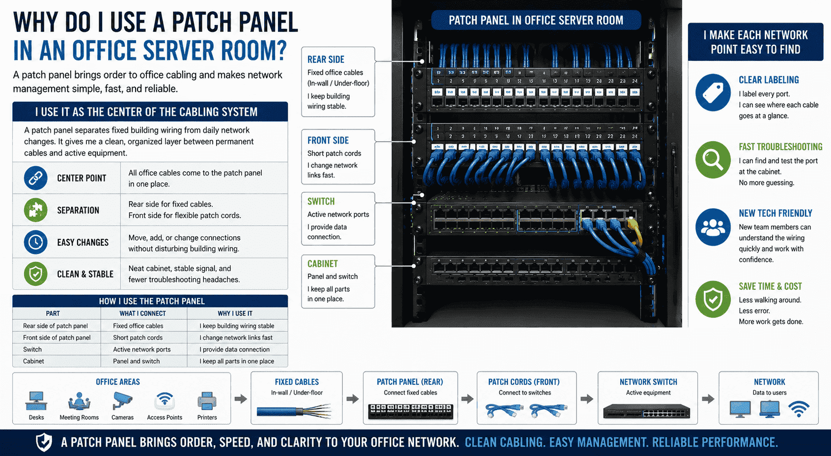 patch panel in office server room patch panel in office server room