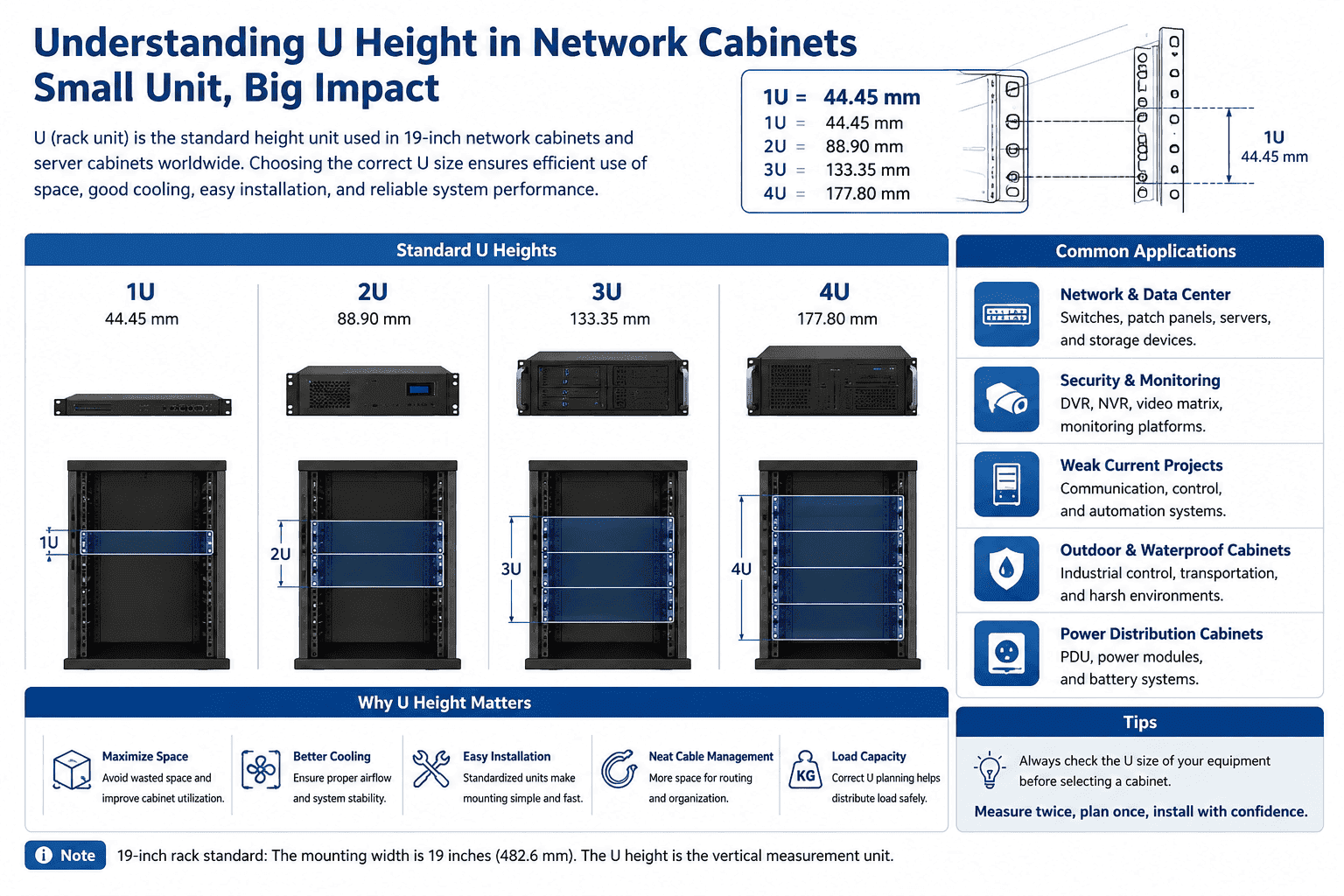 1U 2U 3U 4U rack unit height rack unit 1U 2U 3U 4U cabinet height