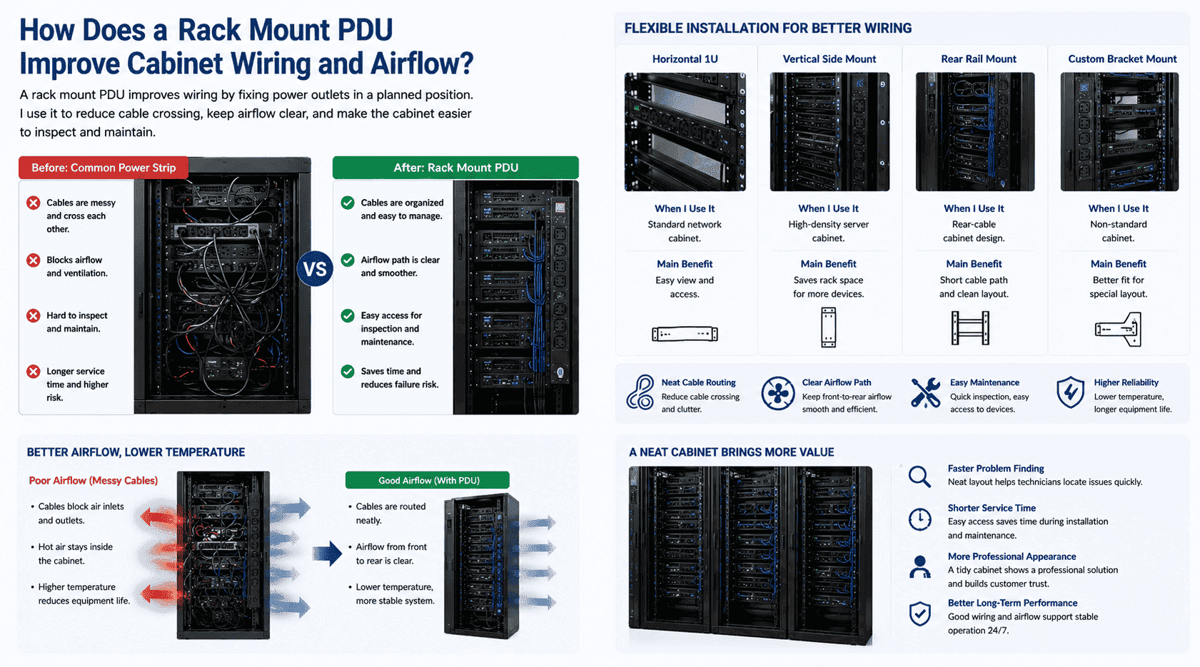 rack PDU cable management airflow rack PDU cable management airflow