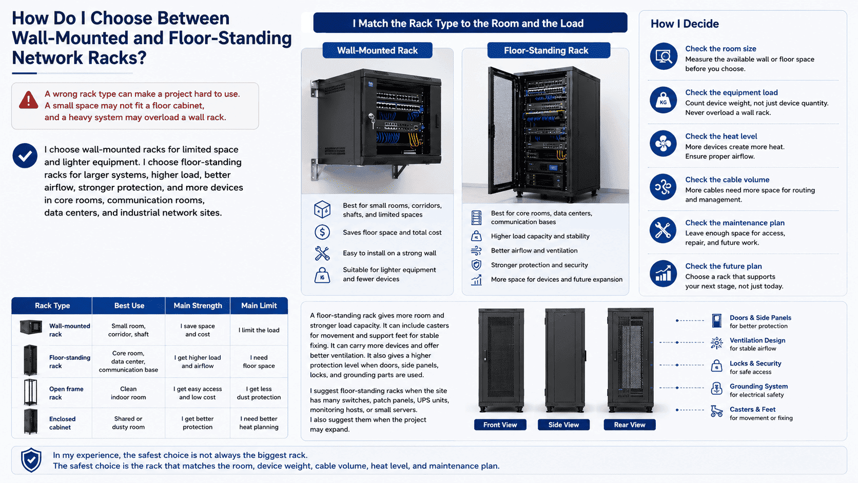 wall mounted and floor standing network rack
