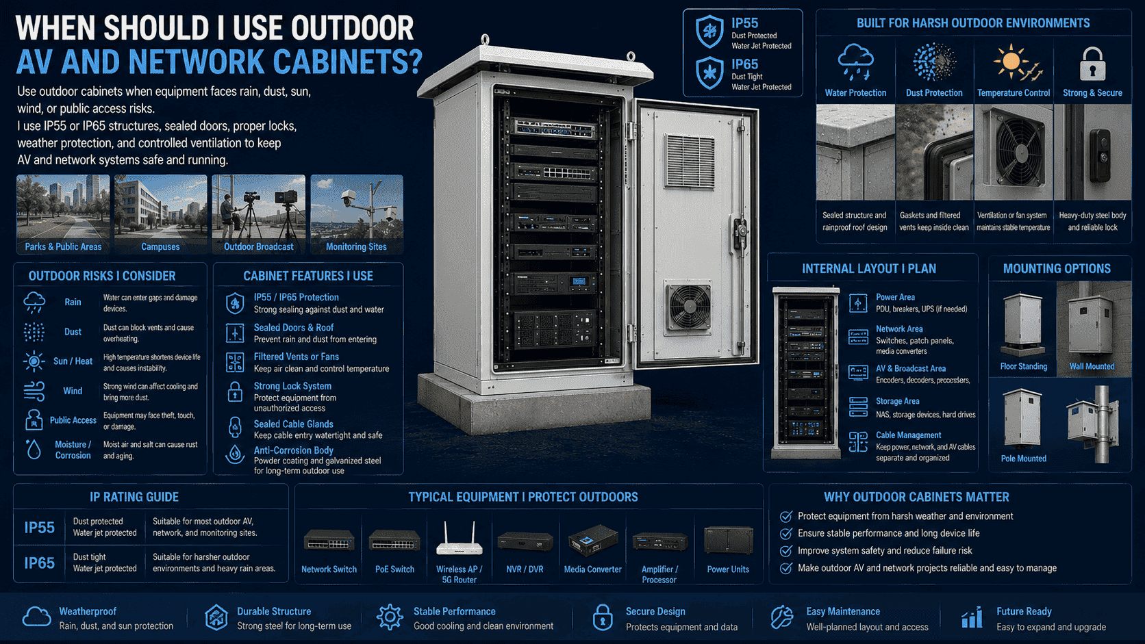 outdoor AV network cabinet IP55 IP65 outdoor AV network cabinet IP55 IP65