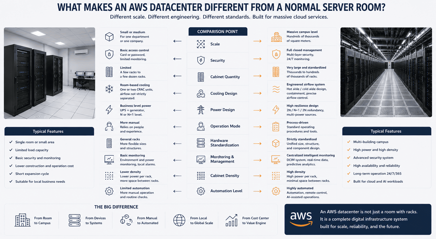 AWS datacenter versus normal server room AWS datacenter versus normal server room