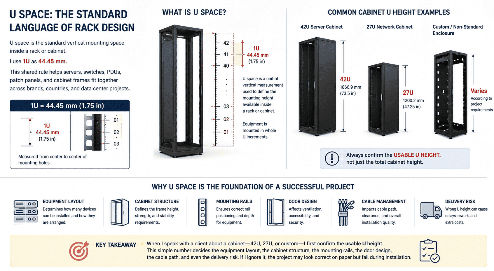 U space server rack cabinet standard