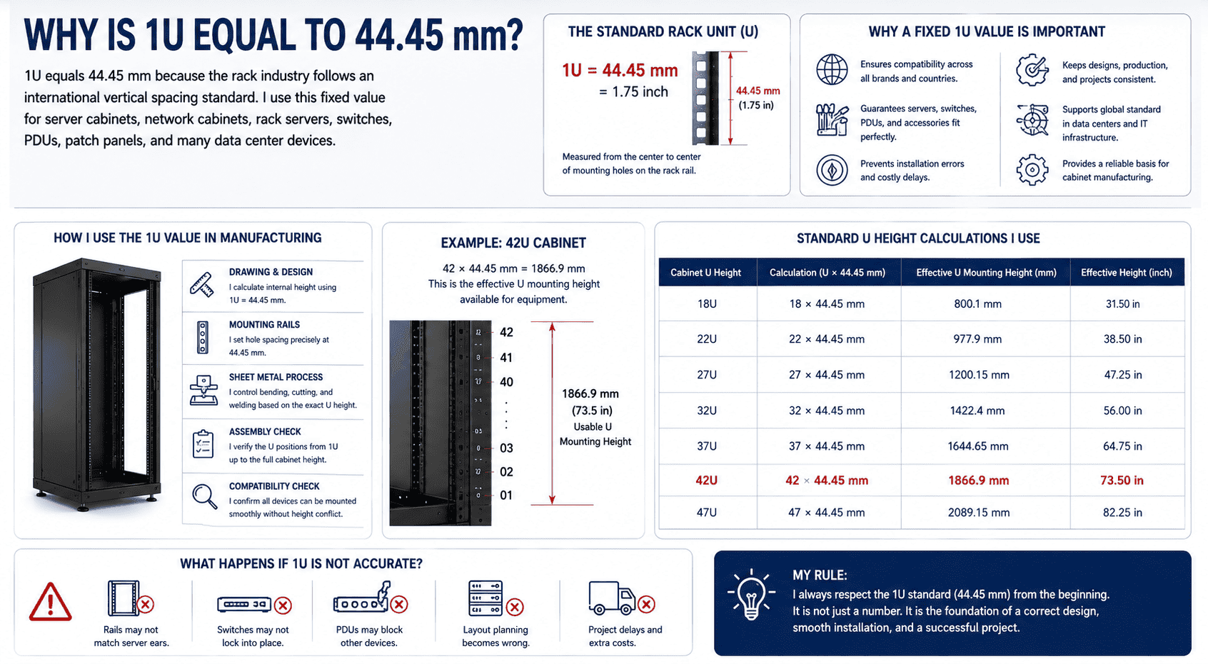 1U 44.45 mm rack unit standard