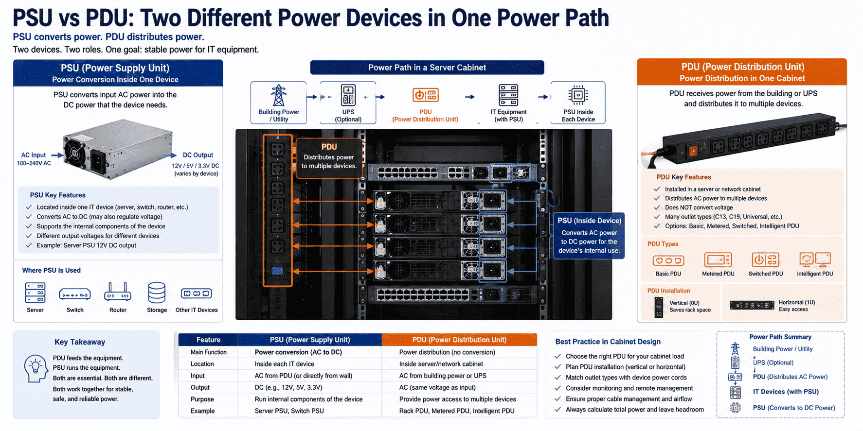 PSU and PDU in server cabinet PSU and PDU in server cabinet