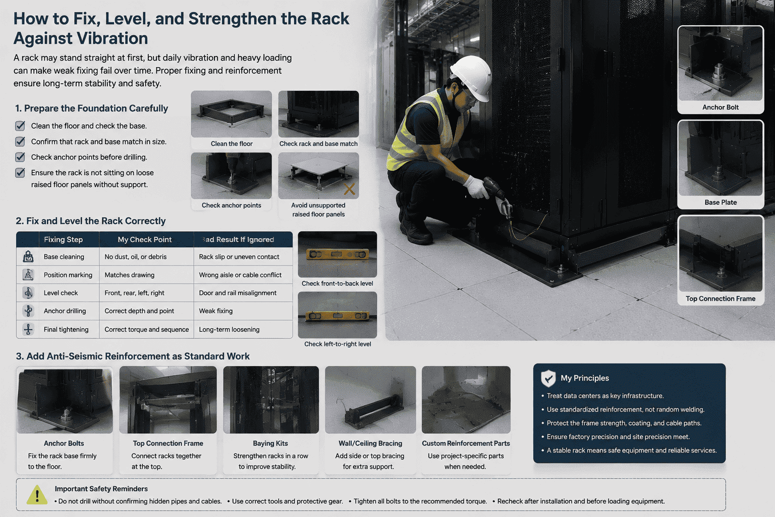 data center rack anchoring data center rack anchoring