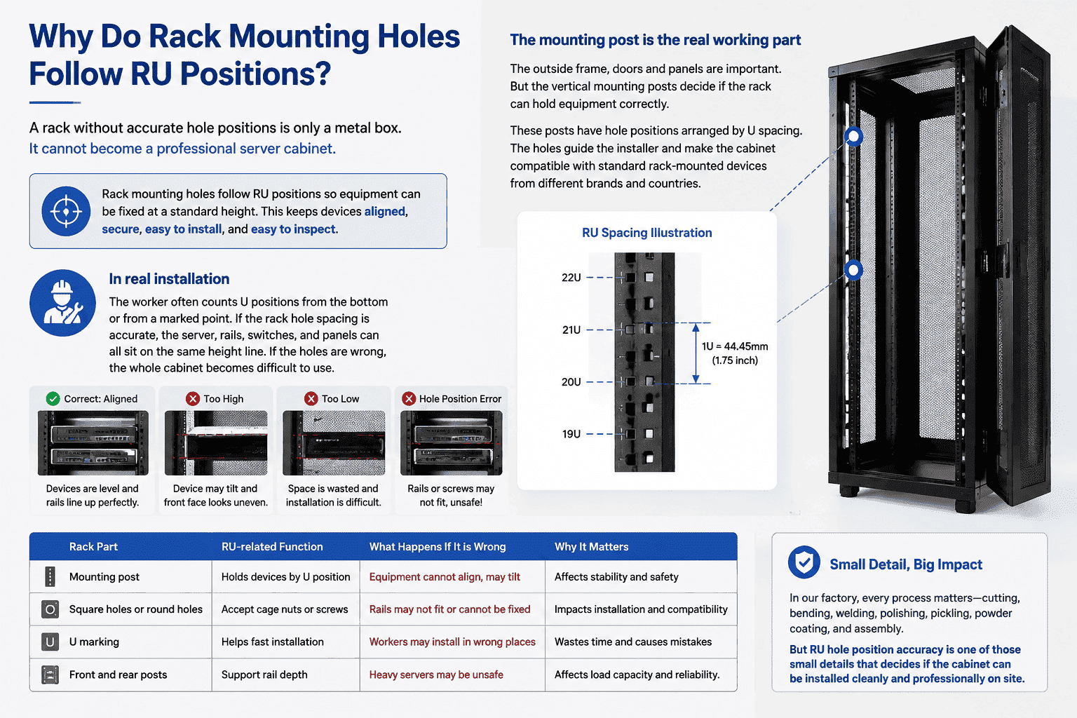 RU mounting hole positions in server rack rack mounting holes RU spacing