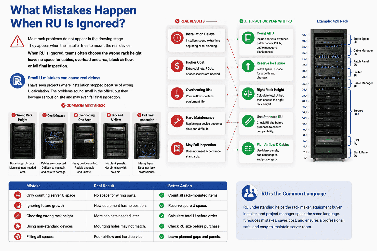 Common RU planning mistakes in server racks server rack RU mistakes