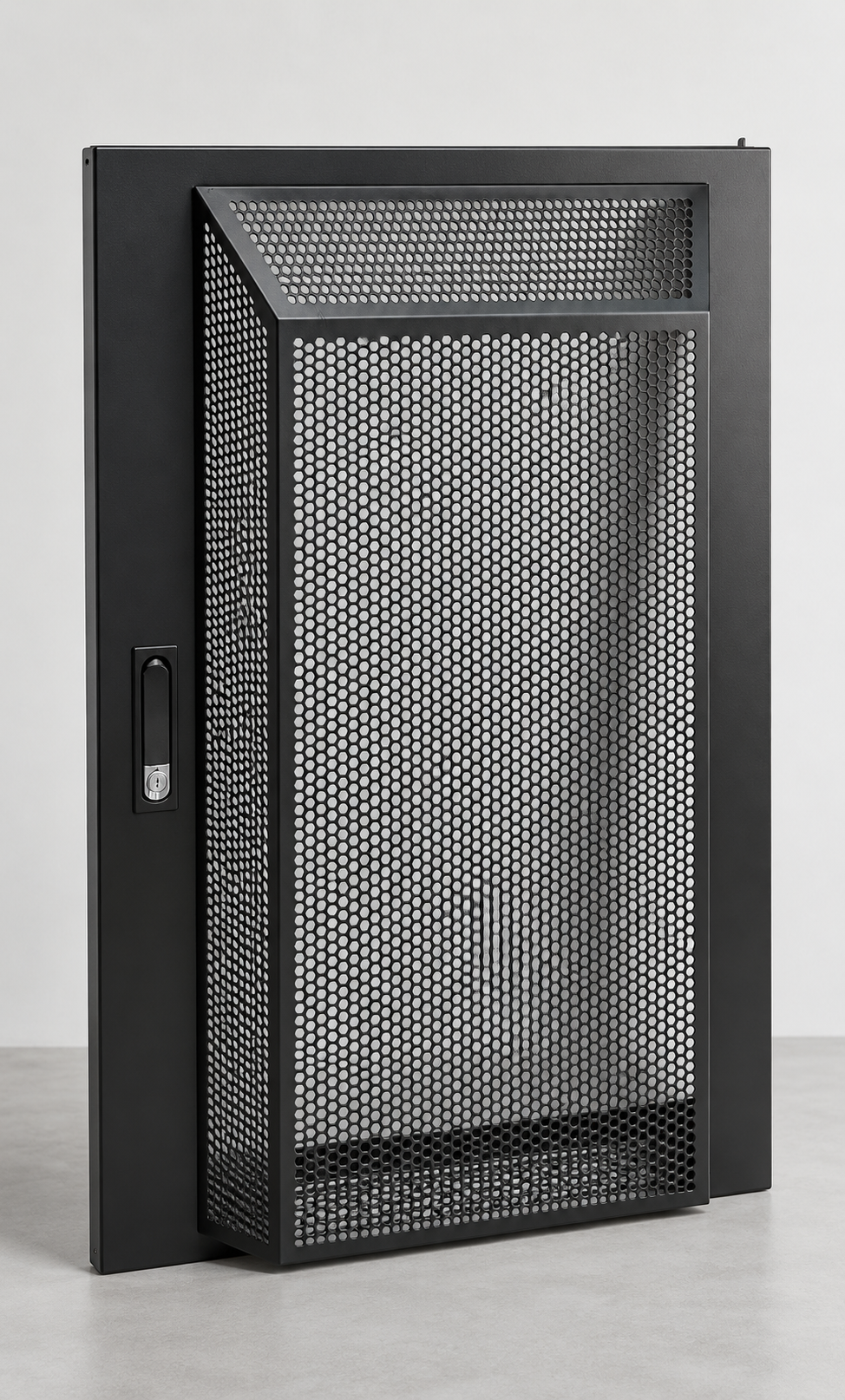 Protruding mesh door for network cabinets