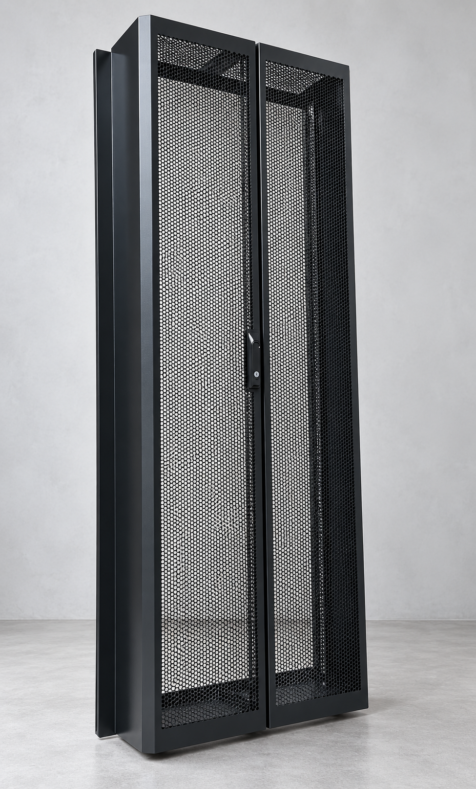 Custom perforated steel door with special punching pattern