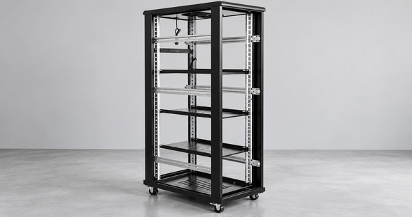 Custom server rack with extra load-bearing reinforcement